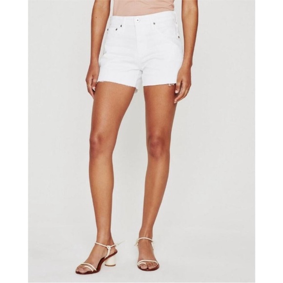 AG Adriano Goldschmied white Hailey cut off ex boyfriend shorts size 27 new - Picture 3 of 10